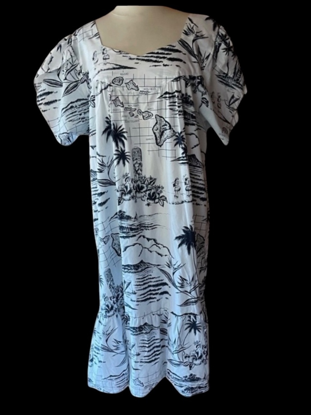 1980s‎ Kalena Fashions Hawaiian Poly/Cotton Patio Dress